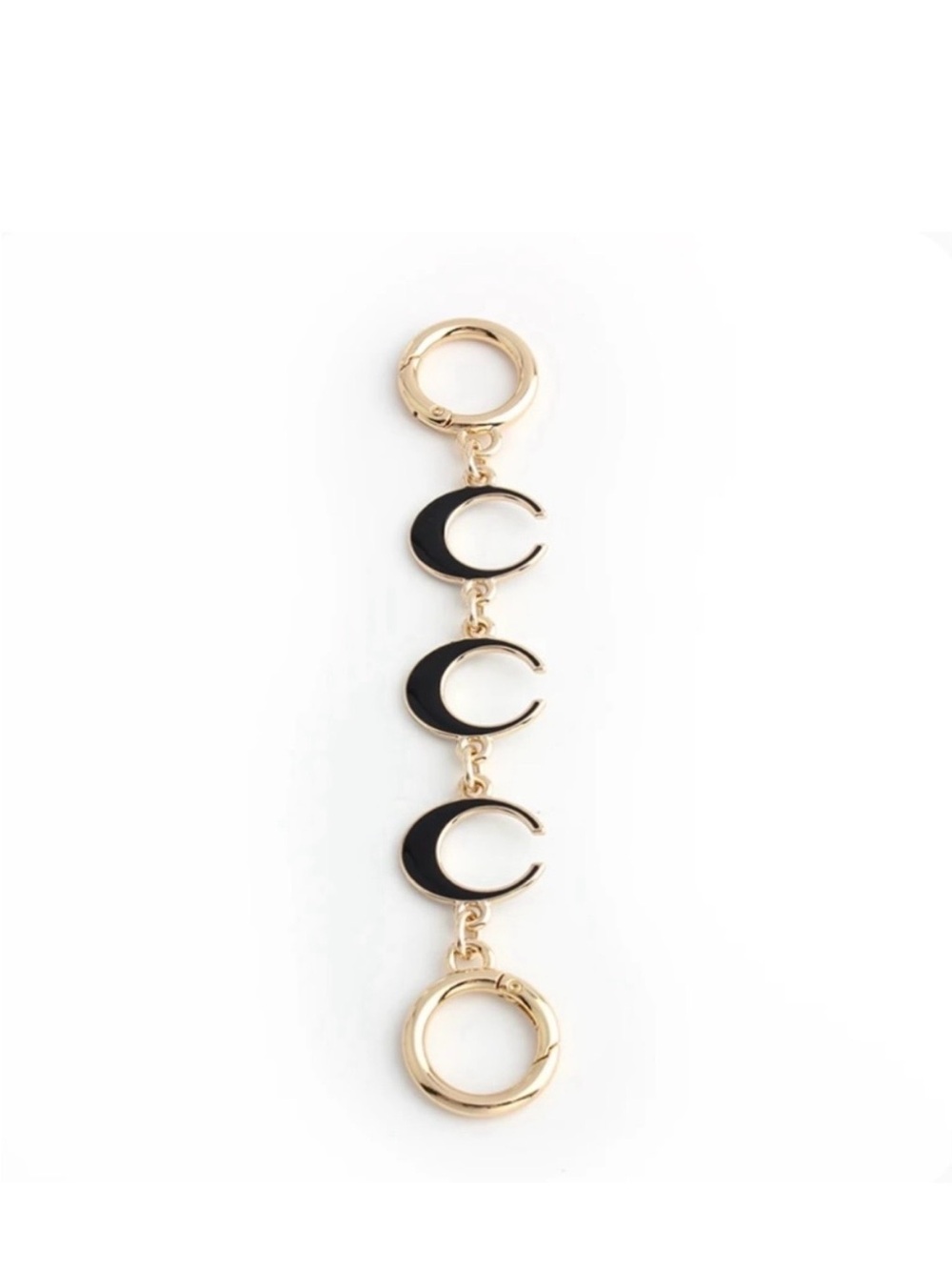 Gold Tone Purse Charm with Black Crescent Charms - Women